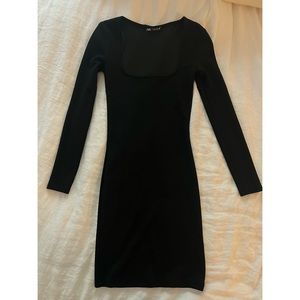 Zara Long Sleeve Black Bodycon Mini Dress